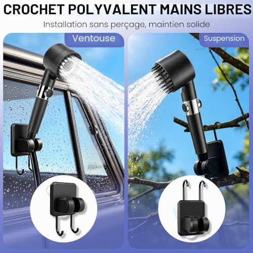 KingSom Camping Shower, Portable Shower with Heating, 8000mAh Rechargeable Electric Shower Pump, Adjustable Camping Showers with Large LED Smart Screen for Outdoor, Hiking