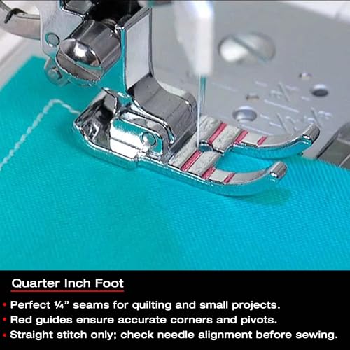 SINGER 1/4 Inch Piecing Presser Foot | Ensures Precision Seam Allowances for Quilting, Crafting & Apparel Making | Compatible with Low-Shank Sewing Machines