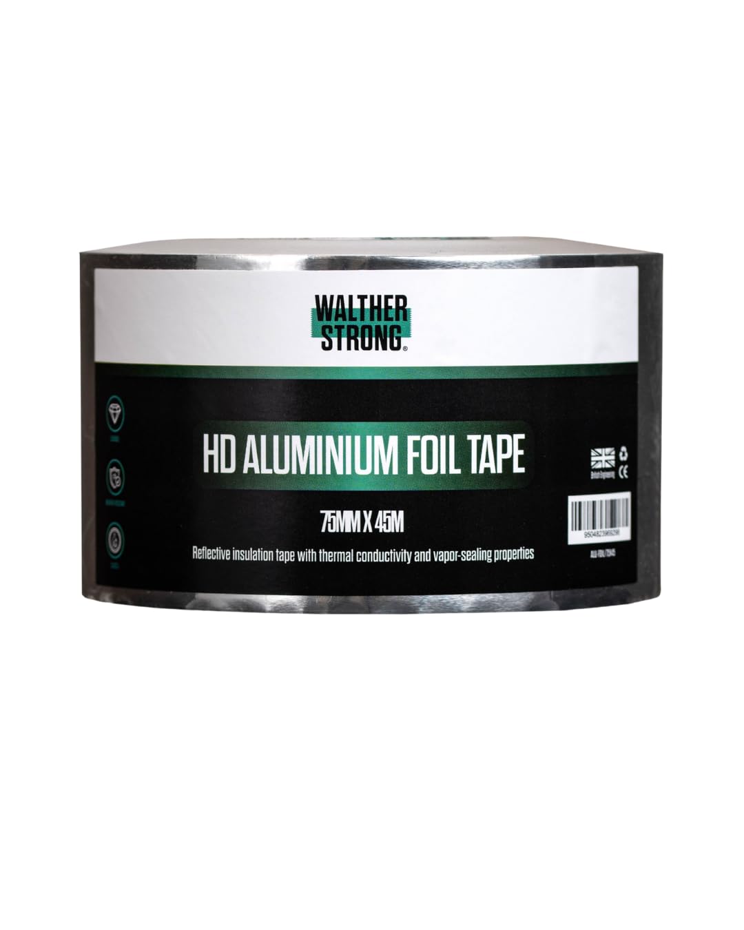 Walther Strong 75mm x 45m Aluminium Foil Tape Insulation Tape For Insulating And Sealing Duct. Easy Tear and Peel Aluminium Tape Heat Resistant Tape. Moisture and Chemical Resistant Tape