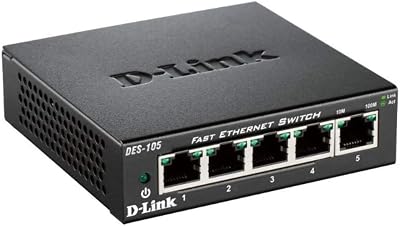 D-Link DES-105B 5 Port Fast Ethernet Metal Desktop Switch Hub Plug Play UK