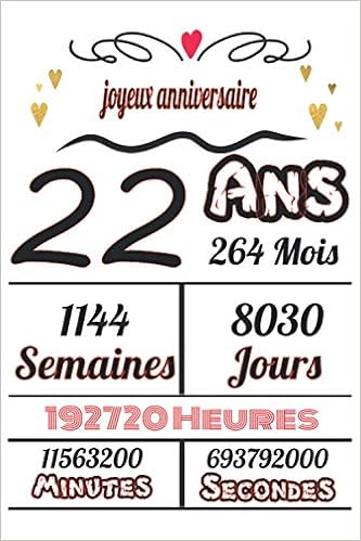 Joyeux Anniversaire 22 Ans 264 Mois Cahier D Anniversaire Drole Pour Hommes Enfants Femmes Et Filles 100 Pages Finition Mate 6 X 9 Pouces Publishing Genialyise Amazon Fr Livres