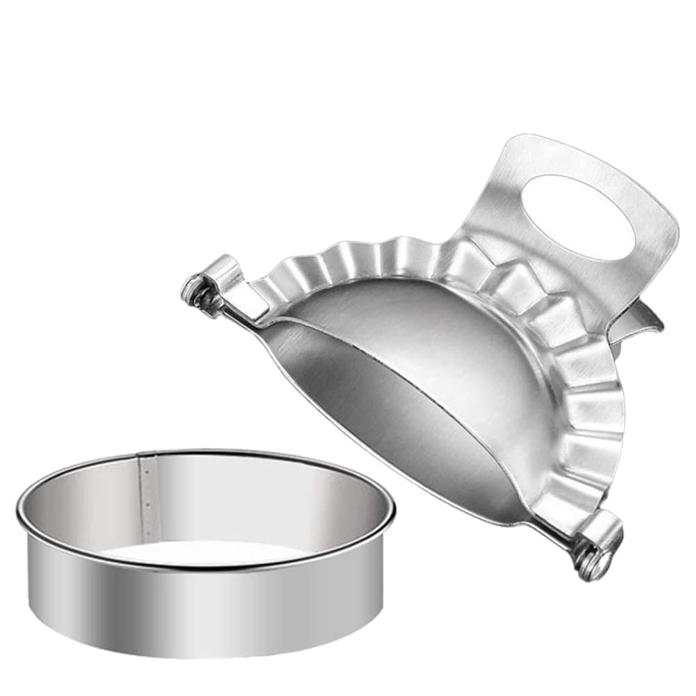 ABOOFAN Dumpling Press Set 5 Inch Dumpling Wrapper Cutter and Dough Press Tools for Homemade Gyoza Wonton Pierogies Kitchen Moulds Food Grade