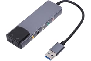 PUSOKEI USB External Sound Card, 48KHz External Optical Sound Card with Digital Recording Function, Mic / 3.5MM Sound/Optical