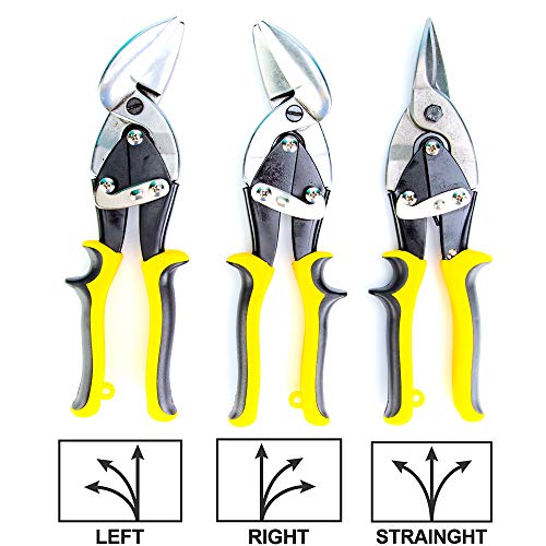 3 Packs Aviation Snip Set, Sheet Metal Cutter, Straight, Left and Right