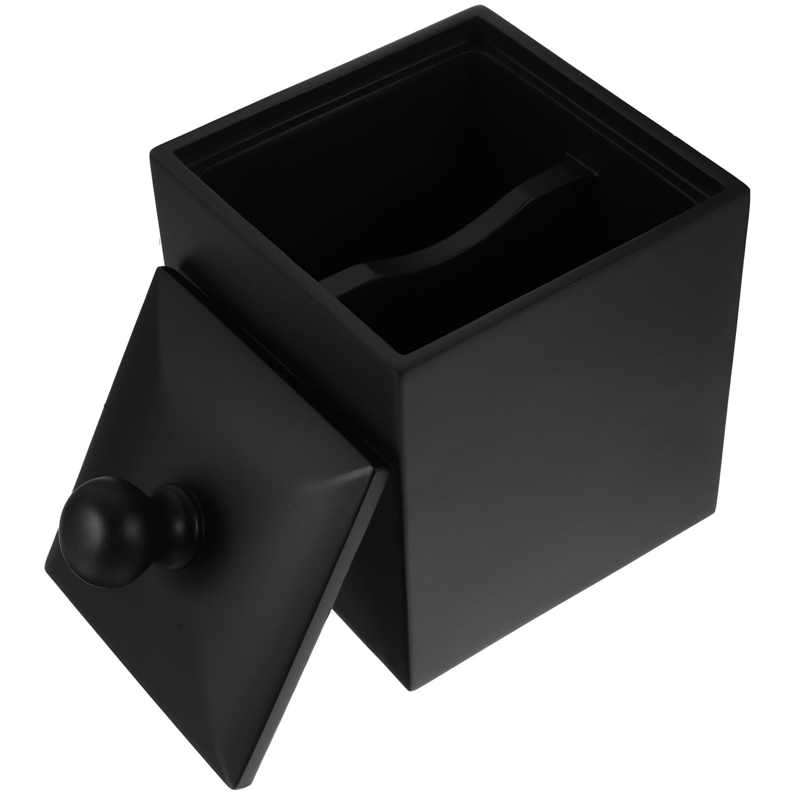 Cotton Bud Holder, Cabilock Cotton Swab Ball Pad Holder, Cotton Pad Holder with Lid Bathroom Jars Cotton Canister for Cotton Ball, Round Pads, Floss (Matte Black)