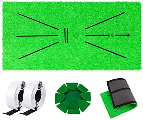 Golf Training Mat Portable Golf Training Turf Mat Swing Detection Batting Mat Golf Practice Aid Game for Home Office Indoor Outdoor Golf Training with Golf Putting Cup Golf Practice Hole, 12 x 24 Inch