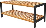 1ABOVE Bamboo 2-Tier Shoe Rack Plant Stand 67x25x32 cm Black Natural