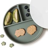 Moonkie Suction Plates for Babies & Toddlers Sage 1 Pack