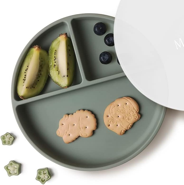 Moonkie Suction Plates for Babies & Toddlers Sage 1 Pack