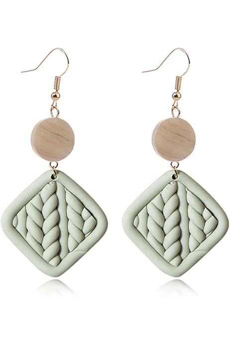 Harlermoon Polymer Clay Rattan Earring Handmade Woven Statement Boho Lightweight Drop Dangle Earrings Jewelry For Women, Polymer Clay, No Gemstone