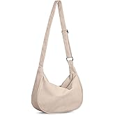 FITDON Corduroy Crescent Crossbody Bag for Women Men, Small Sling Hobos Dumpling Bag Crescent Purse