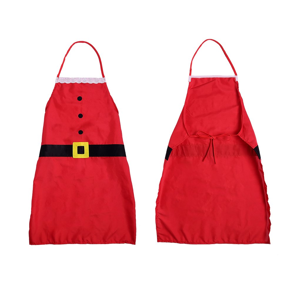 Zogin Tablier de Cuisine Noël Tablier Rouge Motif en Costume Père Noël pour Décoration Fête Noël