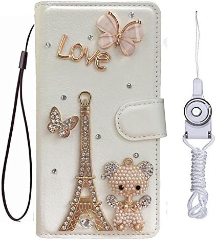 BlackBerry PRIV Case,Handmade Bling PU Leather Filo slots Wallet Flip Protective Case Cover for BlackBerry PRIV (Bear Eiffel Tower)