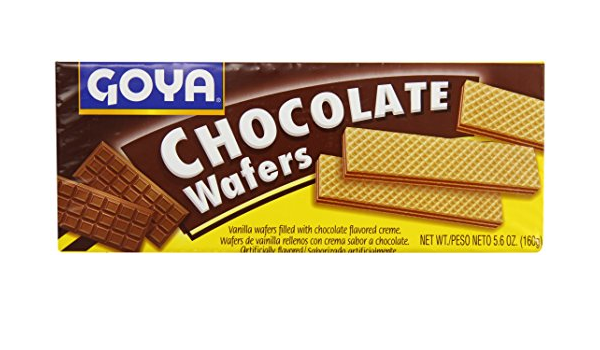 Goya wafers - chocolate sugar, hydrogenated vegetable fat (which may contain One or more of the following: corn Oil, Palm Oil (041331049795)
