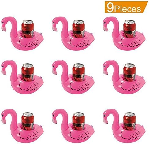 Vayne 9 Pcs Flamingo Inflatable Floating Cup Drink Holder Coasters for Party Weddings Event Swimming Pool Hot Tubs