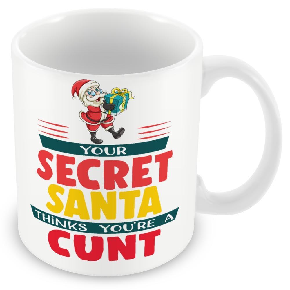 MUGGZ Gift Mug for Secret Santa - Your Secret Santa Thinks You're A C-Word - Rude Irreverent Present for Friends and Colleagues