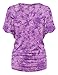LL WT1114 Womens V Neck Short Sleeve Tie Dye Shirring Dolman Top XXL Purple