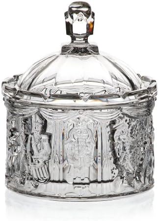 Pot, cookie can, candy box, jewelry box, Collection "CANDY WORLD", 15,5 cm, transparent round, lead crystal (GERMAN CRYSTAL powered by CRISTALICA)