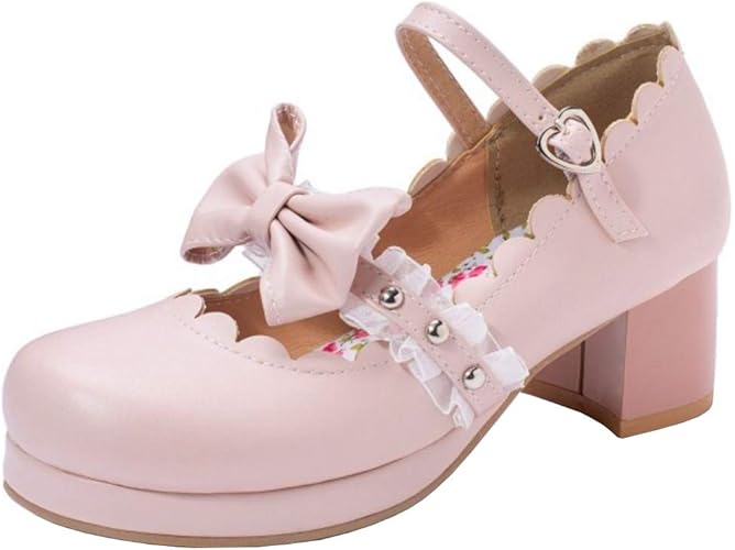 Amazon Cicivini ロリータパンプス かわいい 靴 太ヒール パンプス