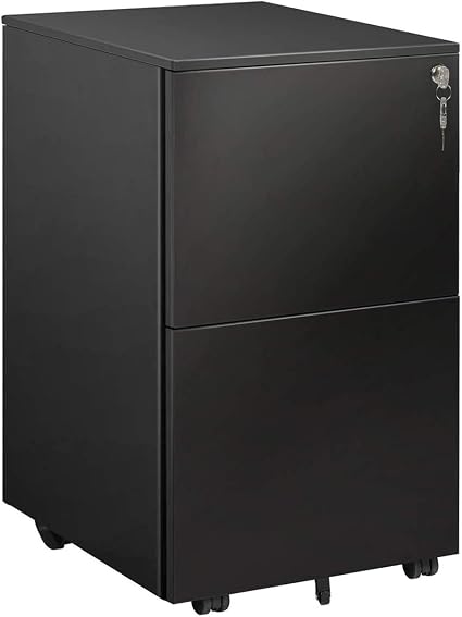 Amazon Com Devaise Vertical File Cabinet With Lock Mobile Filing Cabinet For Legal Letter A4 Files Fully Assembled Except Wheels Black Kitchen Dining