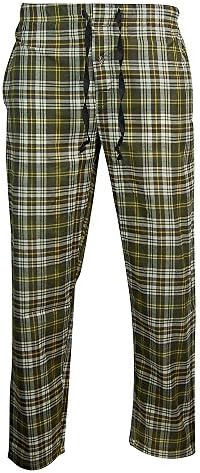 Men's Classic Plaid Pajama Lounge Pant; Lightweight Sleep Pant (Large, Olive)