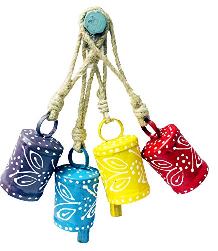 Hand Painted Tin Bells Set of 4 Pieces 2.5" H
