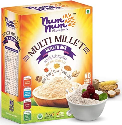 NUM NUM SUPERFOODS Multi Millet Health Mix Sugar-free Breakfast with Pulses Quinoa Cereals All Purpose Flour -400 g