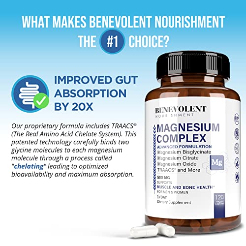 Magnesium Complex 500mg Magnesium Glycinate, Oxide, Taurate, Bisglycinate Chelate TRAACS