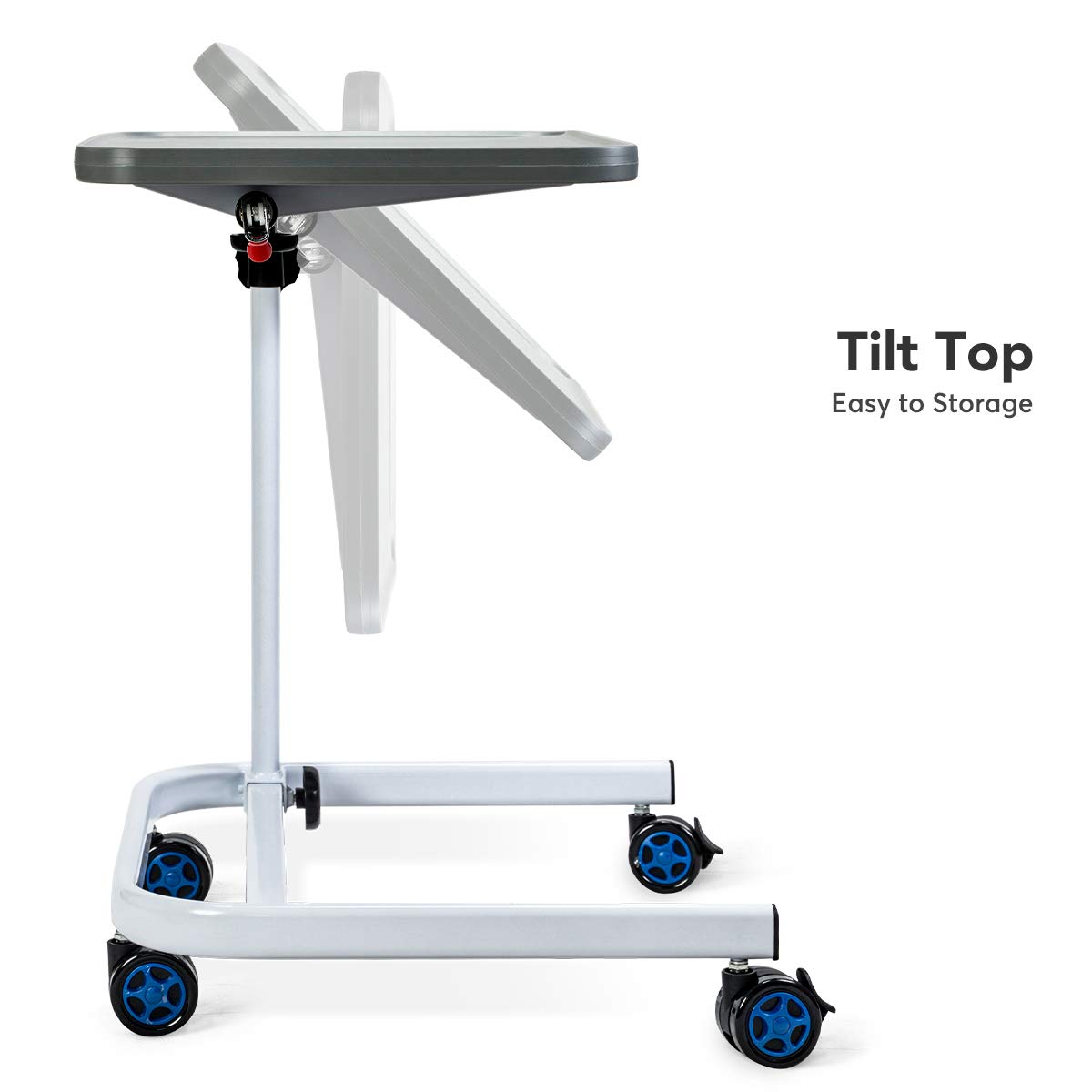 OasisSpace Overbed Table, Hospital Bed Table with Holder, Adjustable Over Bedside with Wheels for Hospital and Home Use - Laptop, Reading, Eating Cart Stand - Bedridden, Elderly, Senior
