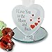 BANBERRY DESIGNS I Love You to The Moon and Back Rose Crystal Flower Bouquet - Set of 2 Red Roses in a Heart Shaped Vase - Mother's Day Valentine's Day Engagement Wedding Birthday Christmas