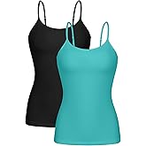 beautyin Cotton Camisole Tops for Women Shelf Bra Adjustable Spaghetti Strap Tank Top Basic Cami Undershirt
