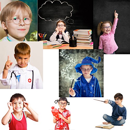 Kids Size Non-Prescription Glasses Round Circle Frame Clear Lens Costume (Age 3-10) Gold