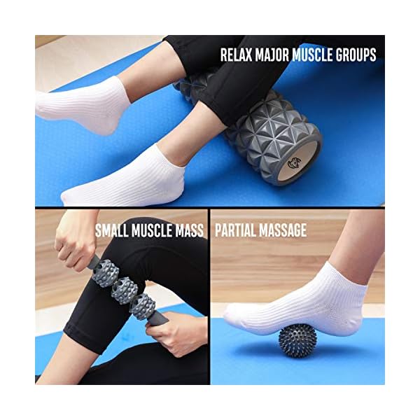 FitBeast Foam Roller Set 2 in 1 for Deep Tissue Muscle Massage, Trigger Point Foam Roller Massage Stick and Massage Ball…