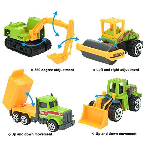 Jellydog Toy Construction Trucks , Construction Vehicles Set,Metal Die Cast Toy Set,Dumper,Bulldozers,Forklift,Tank Truck,Asphalt Car and Excavator 6 Set ,1 Farm Truck ,Toy for Kids