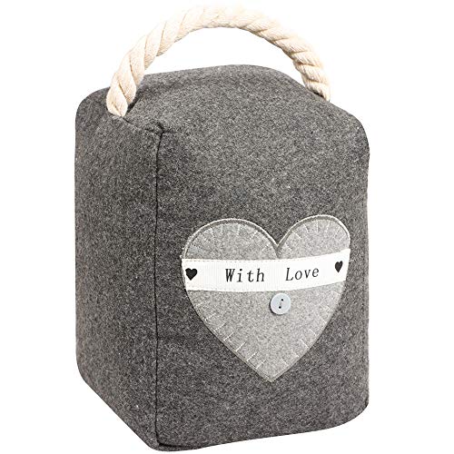 Door Stop Grey 1.4kg Doorstop Embroidered Fabric Heart Door Stopper Mothers Day Home Gift