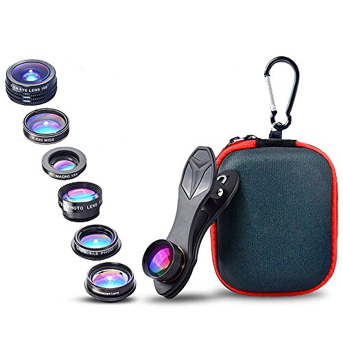 Phone Camera Lens Kit, iPhone Camera Lens - 7 in 1 Clip on Lens, Zoom Telephoto Lens, Fisheye, Wide Angle Lens, Macro Lens, CPL, Kaleidoscope for Most Smartphones
