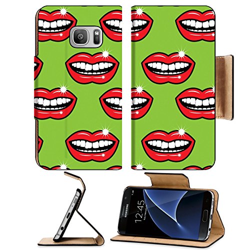 Luxlady Premium Samsung Galaxy S7 Flip Pu Leather Wallet Case IMAGE ID: 44946789 Seamless pattern smile theme vector illustration