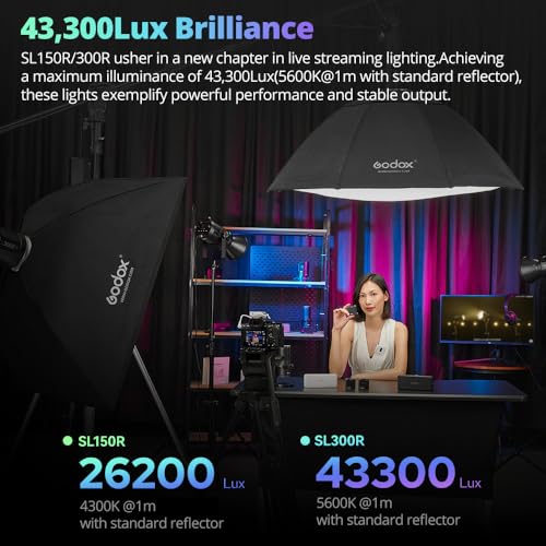 Godox LA300R RGB Video Light 330W Full-Color LED Light,Support NFC And APP Control For Video Photography & Vlogging (Black