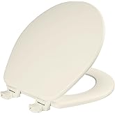 CHURCH Toilet Seat, Easy Clean Hinges Release for Deep Cleans, Durable Enameled Wood Seat, Round, Biscuit