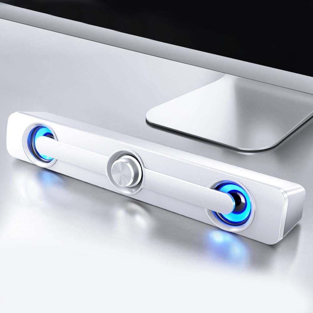 Notebook Speaker,Small Professional Speaker 3.5mm Universal Jack,Computer Laptop Speaker,Wired Mini Soundbar Speaker for Computer Laptop Desktop PC Dorm Office Desk(White)