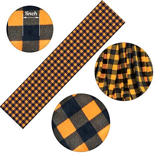 HAKACC 13x108 inches Pumpkin Color Buffalo Plaid Table Runner Cotton Burlap Table Runner for Halloween Holiday Birthday Party Table Home Decoration