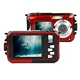 KINGEAR KG0008 Double Screens Waterproof Digital Camera 2.7-Inch Front LCD with 2.7inch Camera--Red