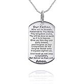 Claddagh Gold Personalized Name .925 Sterling Silver Lord's Prayer Our Father Bible Verse Dog Tag Style Pendant Necklace Custom Engraved Any Name