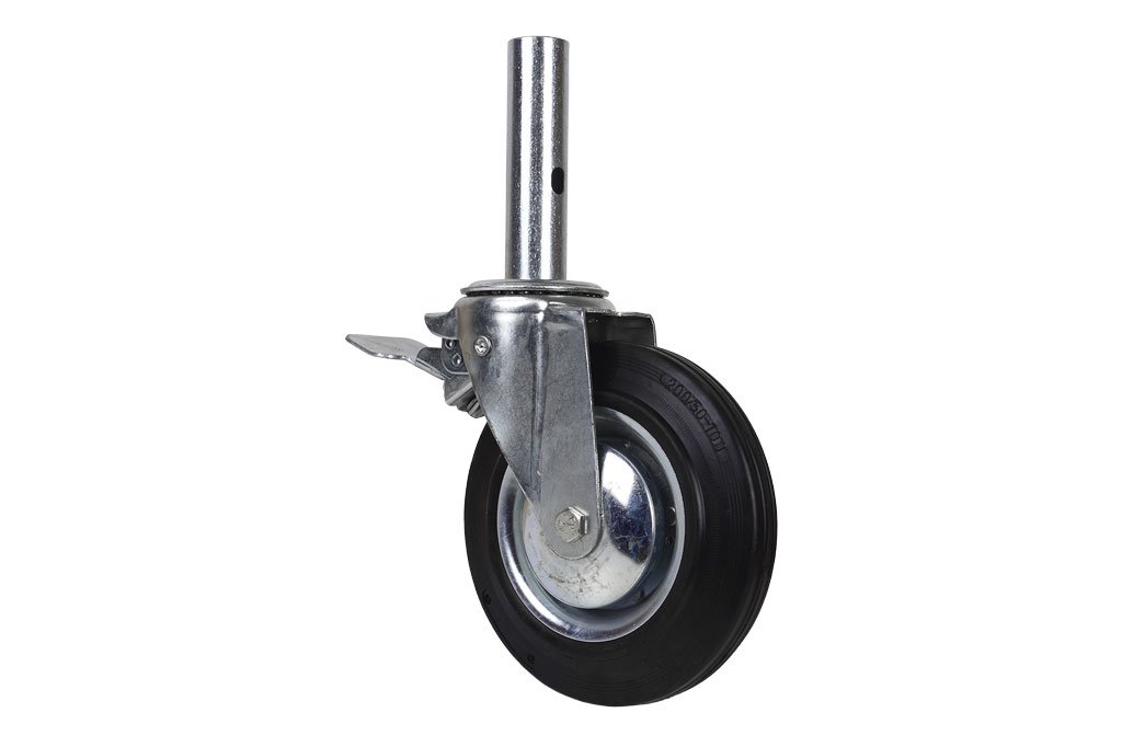 Cofan Male swivel scaffolding wheel with brake | Measures 200 x 50 mm | Female tube Ø 50 mm