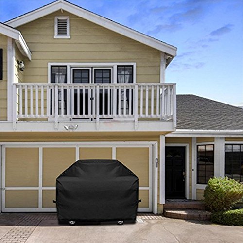 Grill Cover, 64 Inches Black Heavy Duty Weather Resistant Waterproof Outdoor Barbecue Gas Grill Covers BBQ Grill Cover with Storage Bag for Weber Holland Jenn Air Char Broil Brinkmann and Most Brands