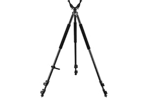 Trakiom Shooting Tripods for Rifles with 360° V Yoke Rest, 31.5" - 74" Shooting Sticks for Hunting, Lever Lock, Lightweight Aluminum, High Density Foam Handle and Spike Feet