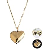 YALLNASL Gold Heart Locket Necklace for Women Adults with Picture Locket Pendant Photo Necklace Heart Locket Necklace that Holds Pictures Necklaces for Men Women Necklace Gift