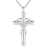 OKISIL 18K Gold Plated Cross Necklace for Women, 925 Sterling Silver Necklaces for Women, Infinity Heart Jewelry with 5A Cubic Zirconia, Anniversary Birthday Baptism Christian Gifts for Women Wife Her