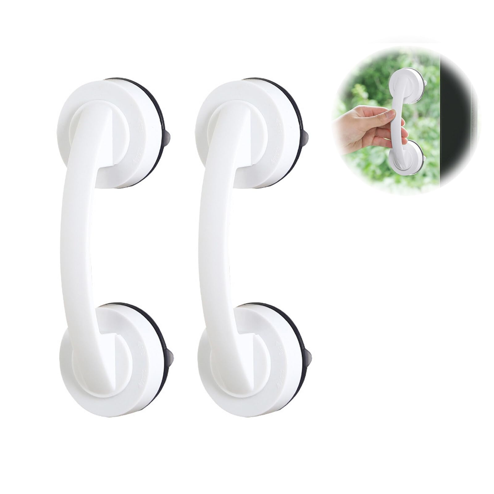 Kytpyi 2PCS Anti-Slip Bathroom Safety Rails for Elderly - Suction Grab Rails for Glass & Sliding Doors (White)