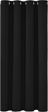 Deconovo Blackout Curtain Panel Eyelets 52x54 Black Grommets Bedroom